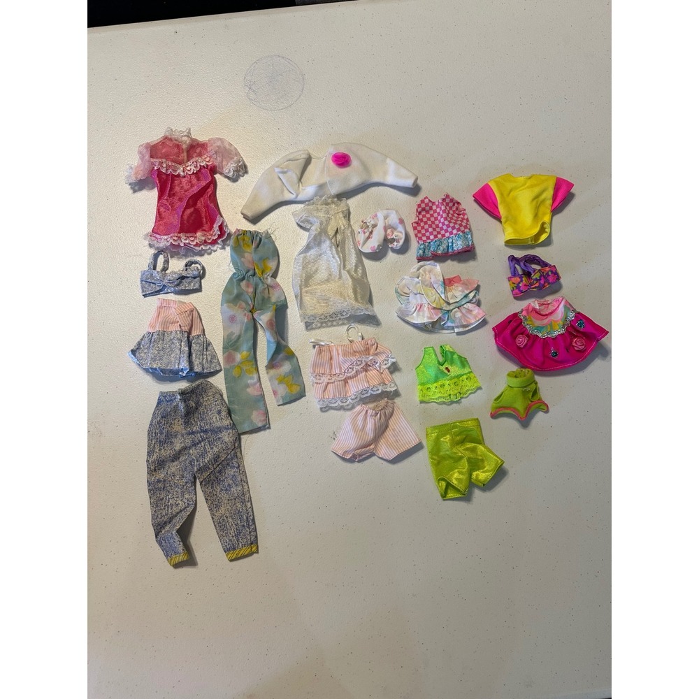 Vintage Barbie Doll Clothes Lot Mixed Outfits Dresses Jumpsuits Neon 80s 90s